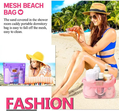 3 Pcs Portable Mesh Shower Caddy Tote, Quick Dry Tote Bag Mesh Beach Bags - Image 5