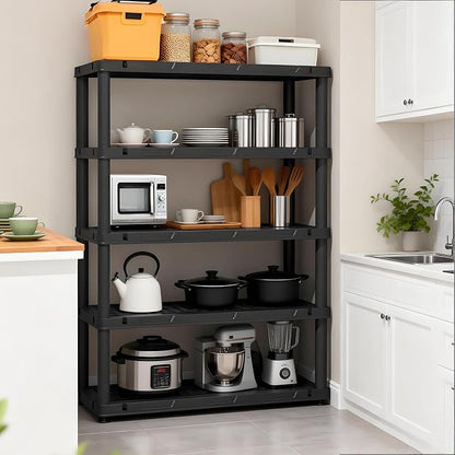 72”H Plastic Garage Storage Shelves, 5-Tier Heavy Duty Plastic Shelving - Image 2