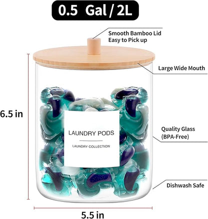 TIPGO Glass Jars for Laundry Room Organization, Laundry Pods Container - Image 3