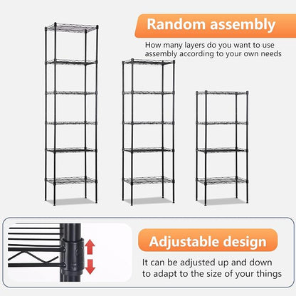 FDW 6 Tier Wire Shelving 17L x 12W x 64H Pantry Shelves Storage Rack Shelving - Image 7