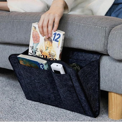 Bringsine 5 Pockets Bedside Caddy, Felt Bed Storage Organizer Hanging Bag Holder by Bringsine