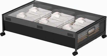 Under Bed Storage with Wheels, Rolling Underbed Storage Organizer, Heavy Duty by QUELIEN