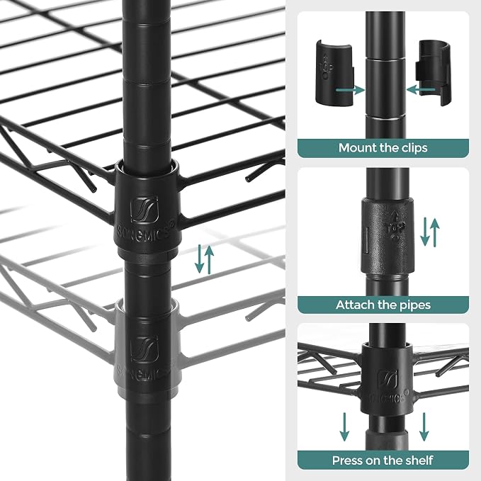 SONGMICS Storage Shelf, Bathroom Storage Rack, 5 Tier, Ink Black | Small space - Image 8