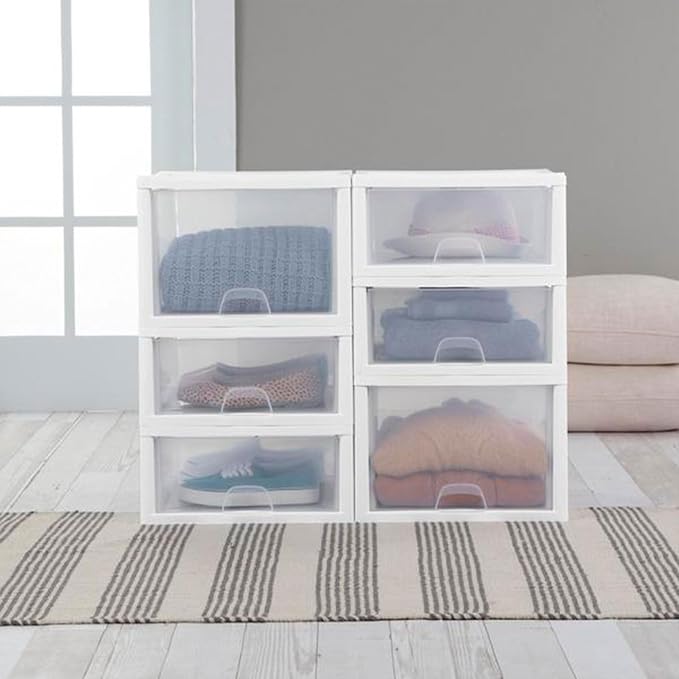 Sterilite 27 Qt and 16 Qt Clear Plastic Stackable Organizer Drawers - Image 7