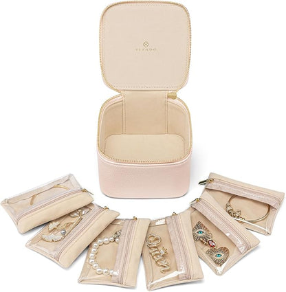 Vlando Jewelry Box with 6 Velvet Jewelry Bags Travel Jewelry Storage Box by VLANDO