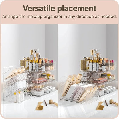 Makeup Organizer with Brush Holder Plastic Makeup Drawers - Image 6