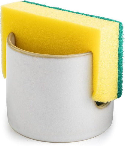 Sponge Holder for Kitchen Sink, Ceramic Dish Sponge Drying Caddy Scrubby Daddy by LAUCHUH