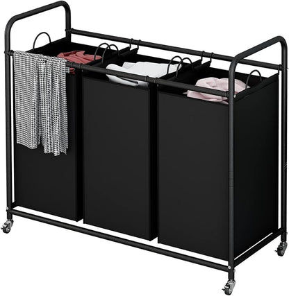 LINZINAR 3-Bag Laundry Basket Hamper Laundry Sorter Cart laundry room by LINZINAR