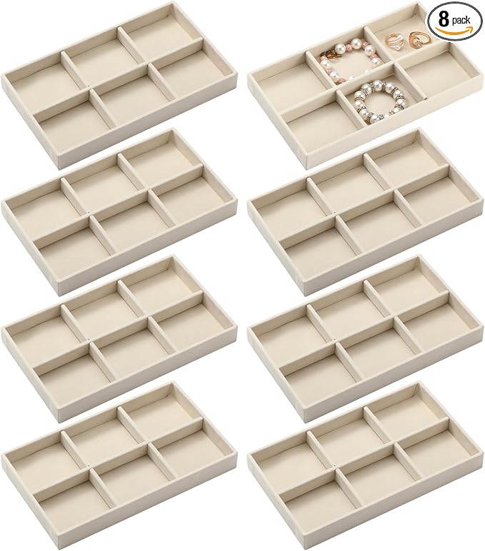 Highergo 8 Pcs Velvet Jewelry Trays Stackable Drawers Organizer Ring Earring by Highergo