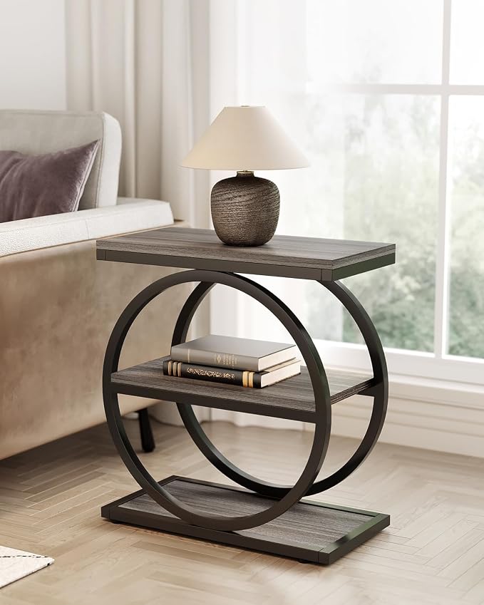 LITTLE TREE End Table, 3-Tier Side Table, Slim Sofa Side Table by LITTLETREE