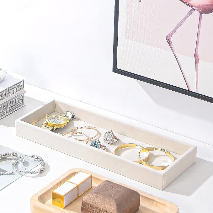 Divided Drawer Organizer Tray, Velvet Jewelry Storage Tray, Necklace Bracelet - Image 3