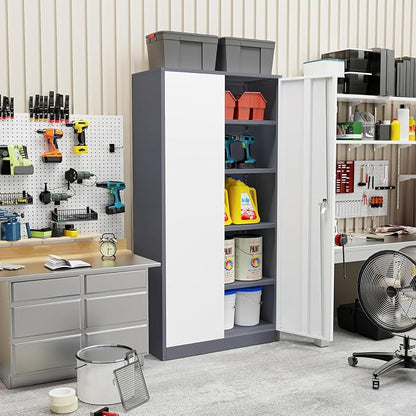 INTERGREAT Metal Storage Cabinet Doors, Tall Lockable Steel Cabinets - Image 2