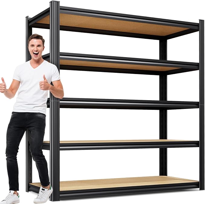 71"H x 45.6"W Heavy Duty Garage Shelving, 5-Tier Adjustable Metal Storage by CreatingaComfortableLiving