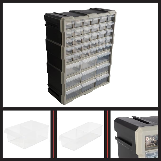 Stalwart 39-Drawer Plastic Small Parts Organizer, or Wall Storage Drawers - Image 6