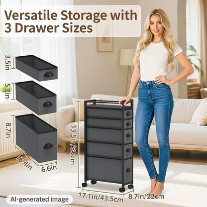 LASZOLA Narrow Cabinet Slim Storage Cart - Image 2