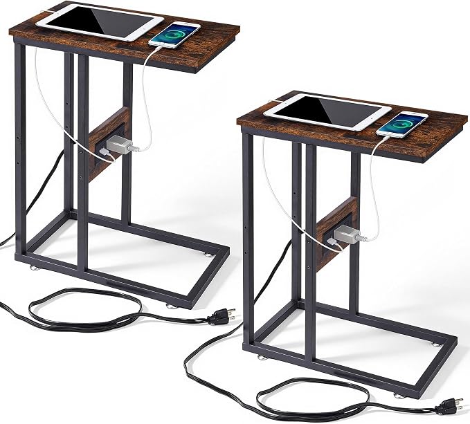 VECELO C Shaped End Side Table by VECELO