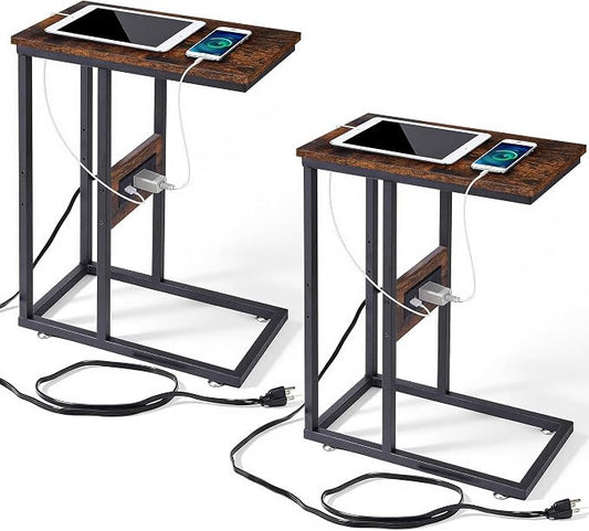 VECELO C Shaped End Side Table by VECELO
