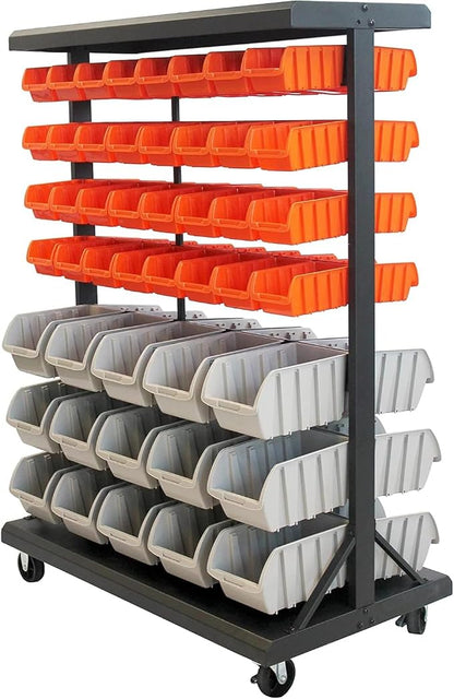 TRINITY 7-Tier Dual-Sided Rolling Bin Rack, 330 Pound Capacity, Includes 94 by TRINITY