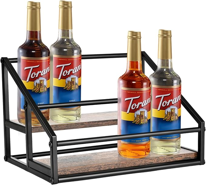 Coffee Syrup Organizer, 2-Tier 8 Bottles Coffee Syrup Rack by Unknown