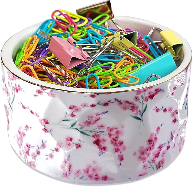 Paper Clip Holder Ceramic Paper Clip Holders Floral Paperclips Holder Dispenser by CuteThingsforHome