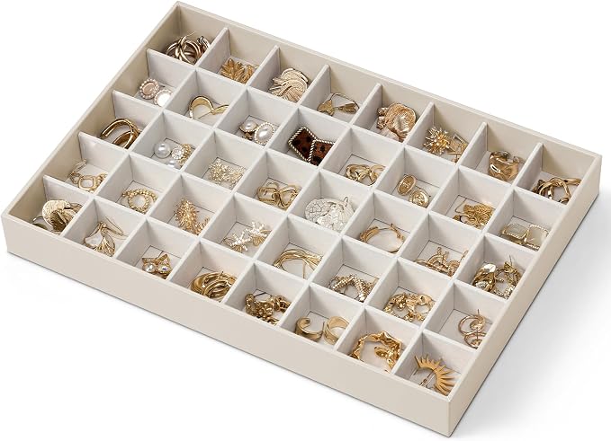 VLANDO Stackable Jewelry Tray, Soft Velvet, Removable Dividers | Individual by VLANDO