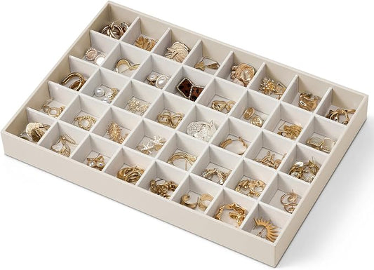 VLANDO Stackable Jewelry Tray, Soft Velvet, Removable Dividers | Individual by VLANDO