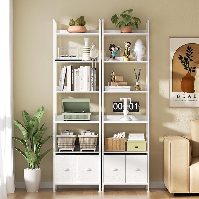 Furologee White 6 Tier Bookshelf - Image 2