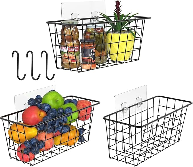 MaraFansie Over the Cabinet Door Organizer Wall Wire Baskets Hanging Kitchen by MakeStorageMoreFun