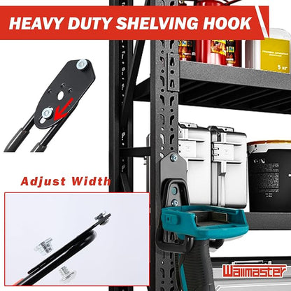 Wallmaster Garage Hooks Organizer Kit, 12 Pack Adjustable Heavy Duty Shelving - Image 2