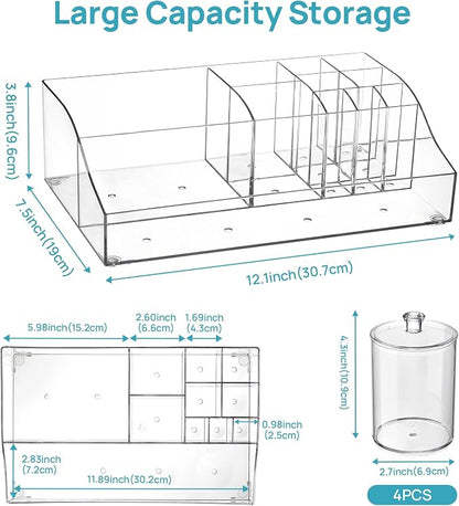 Vtopmart 5 PCS Bathroom Countertop Organizer Sets | 1 Divided Tray, 4 Qtip - Image 2