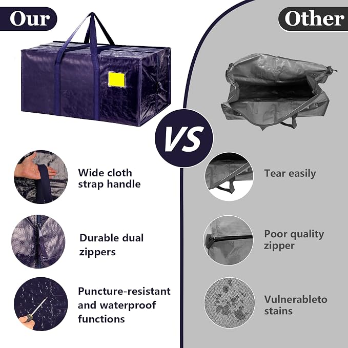 12 Pack Moving Bags with Full-Open Side Zipper, Extra Large 93L Heavy Duty - Image 5