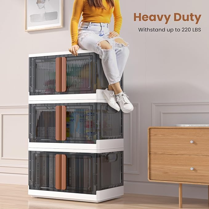 LCG 3-Tier Foldable Plastic Storage Bins - Image 2