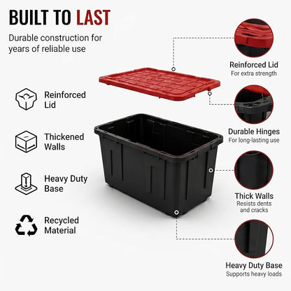 27 Gal Industrial Tote, 2 Pack Large Storage Bin, Suitable - Image 3