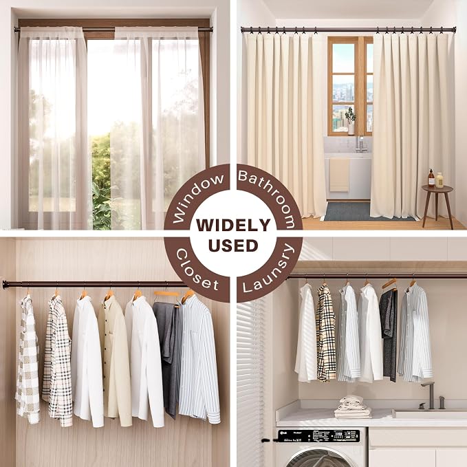 Closet Rod - Closet Rods for Hanging Clothes, 17 to 53 inch Adjustable Closet - Image 7