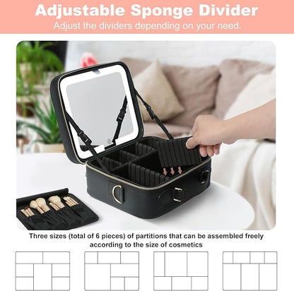 Mocado Travel Makeup Bag with LED Lighted Mirror, Travel Makeup Organizer - Image 3