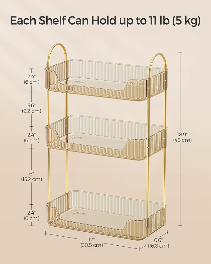 SONGMICS Makeup Organizer, 3-Tier Skincare Organizer Countertop, Customizable - Image 5