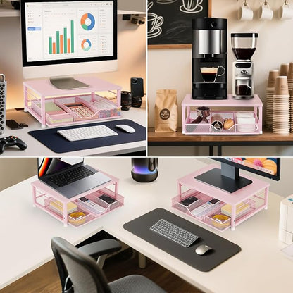 Small Pink Laptop Stand for Desk, Monitor Stand, Office Desk Accessories - Image 4