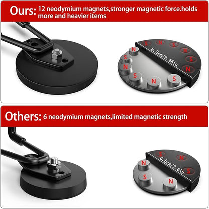 3-H Magnetic Wave Hooks Heavy Duty 2 Pack, Large Magnet Garage Hooks Heavy Duty - Image 5