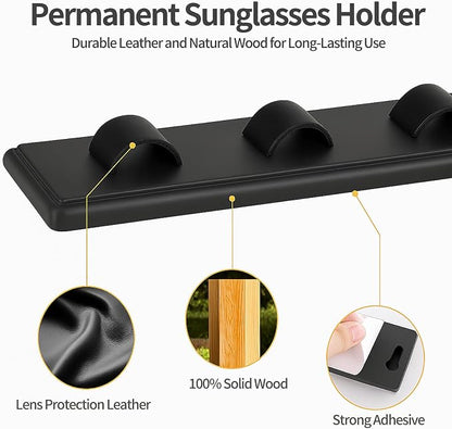 2 Pack Wooden Sunglasses Organizer Wall Mounted - Image 2