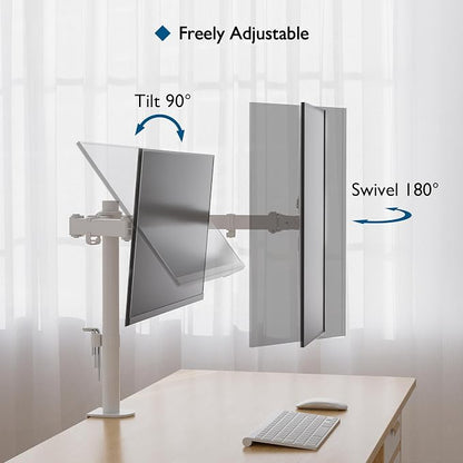 BONTEC Dual Monitor Desk Mount, Full Motion Adjustable White Monitor Stand - Image 4