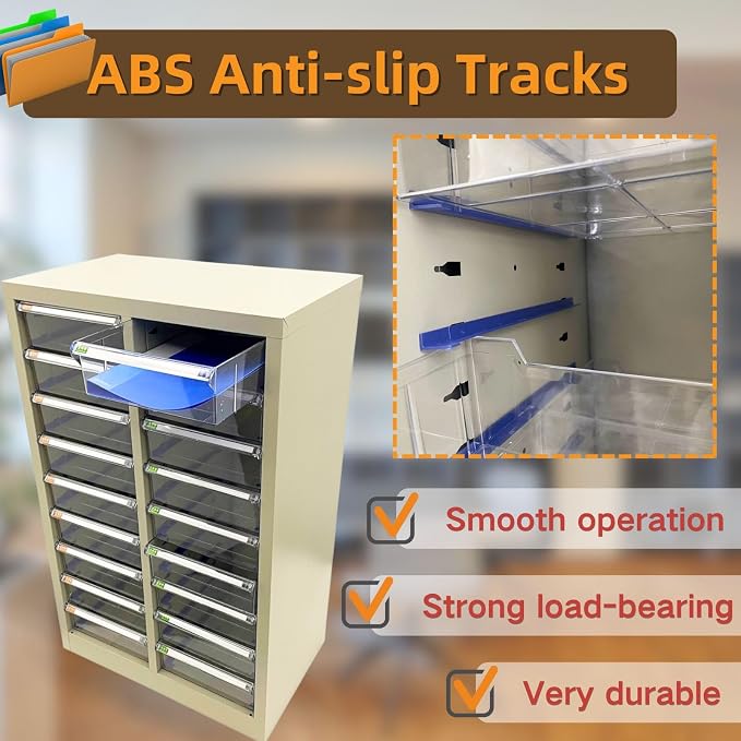 File Cabinet 18 Medium Transparent Drawers Vertical Home Office Storage Paper - Image 5