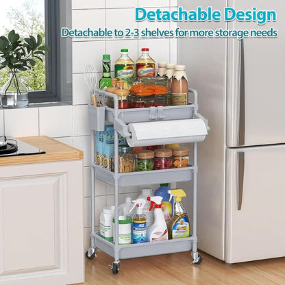 SPACEKEEPER Rolling Storage Cart, 3 Tier Utility Cart Laundry Room Organization - Image 5