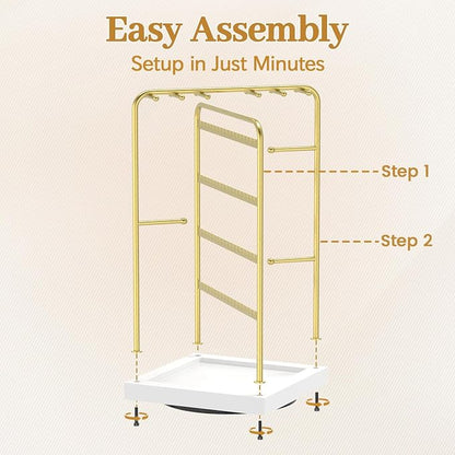 MODOWEY Earring Necklace Holder Organizer Wood Rotating Jewelry Tree, Spinning - Image 9