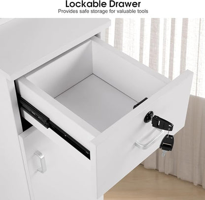 BarberPub Locking Wall Mount Hair Styling Barber Station Drawer Storage Beauty - Image 6