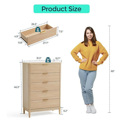 LINSY Fluted Dresser for Bedroom - Image 3