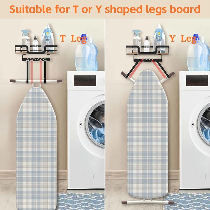 Ironing Board Holder Wall Mount, Laundry Room Organization Storage, T&V Shaped - Image 2