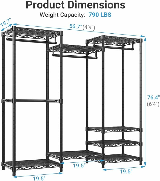 VIPEK V5 Medium Portable Closet Wardrobe Heavy Duty Clothes Rack, Freestanding - Image 5