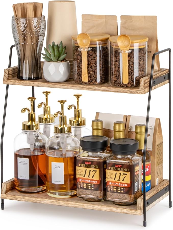 ANBOXIT Countertop Coffee Station Organizer, 2 Tier Wooden Shelf | by ANBOXIT