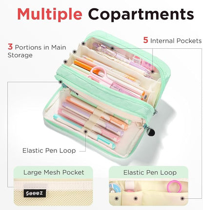 Sooez Large Pencil Case Pouch, Extra Big Pencil Bag - Image 4