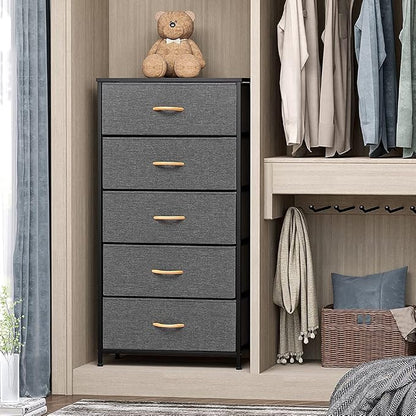 Tall Dresser, Wide Vertical Fabric Storage Organizer, 5 Drawers | Sturdy Steel - Image 2